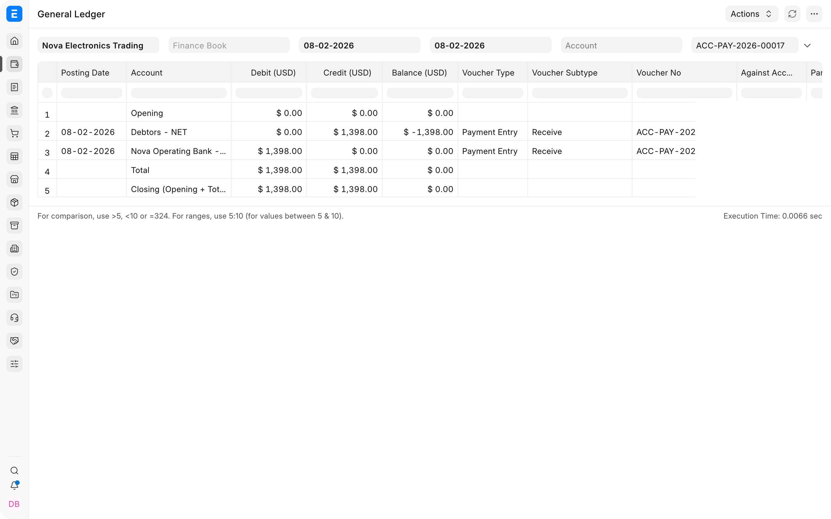 General Ledger entries created by the customer Payment Entry