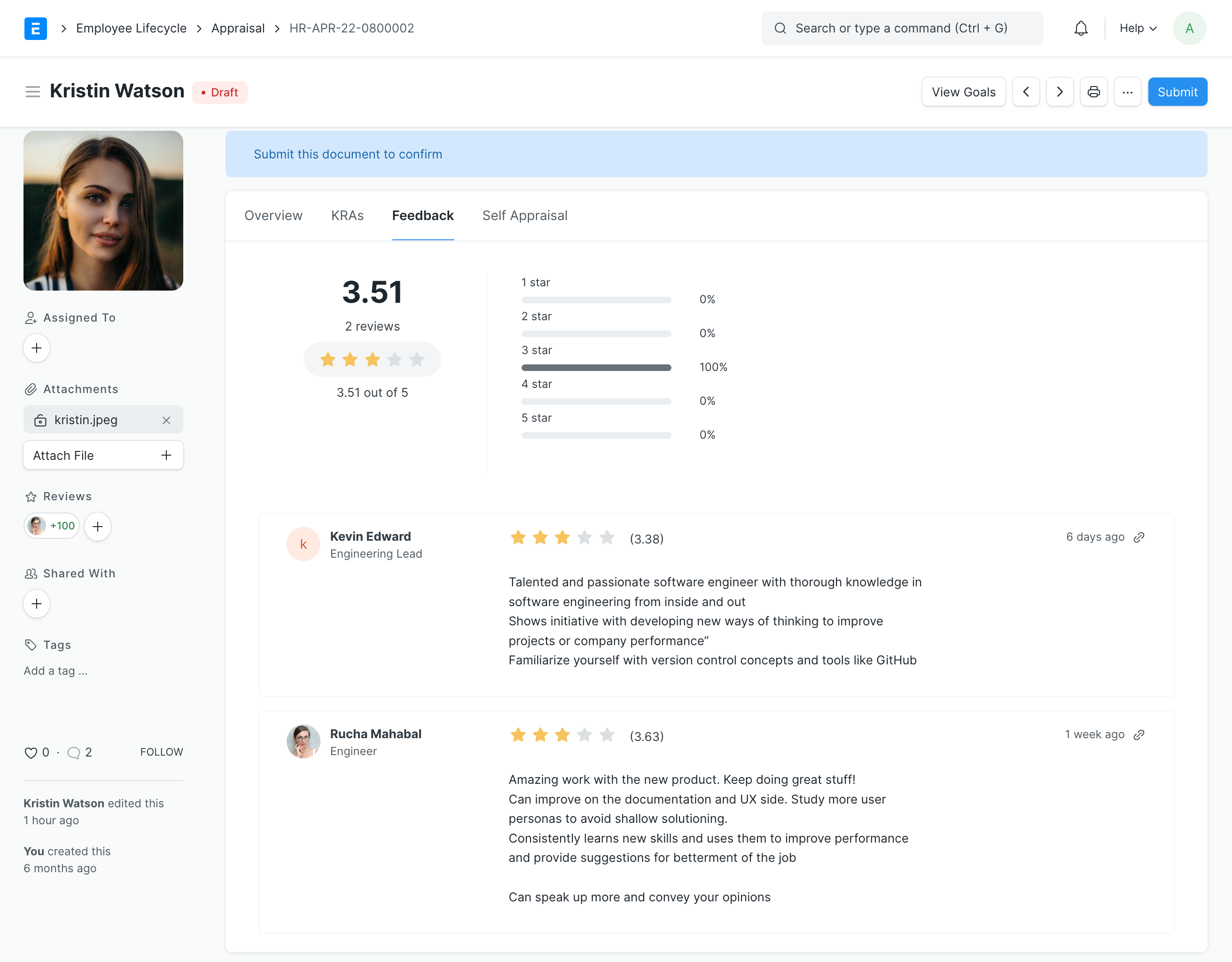 feedback history