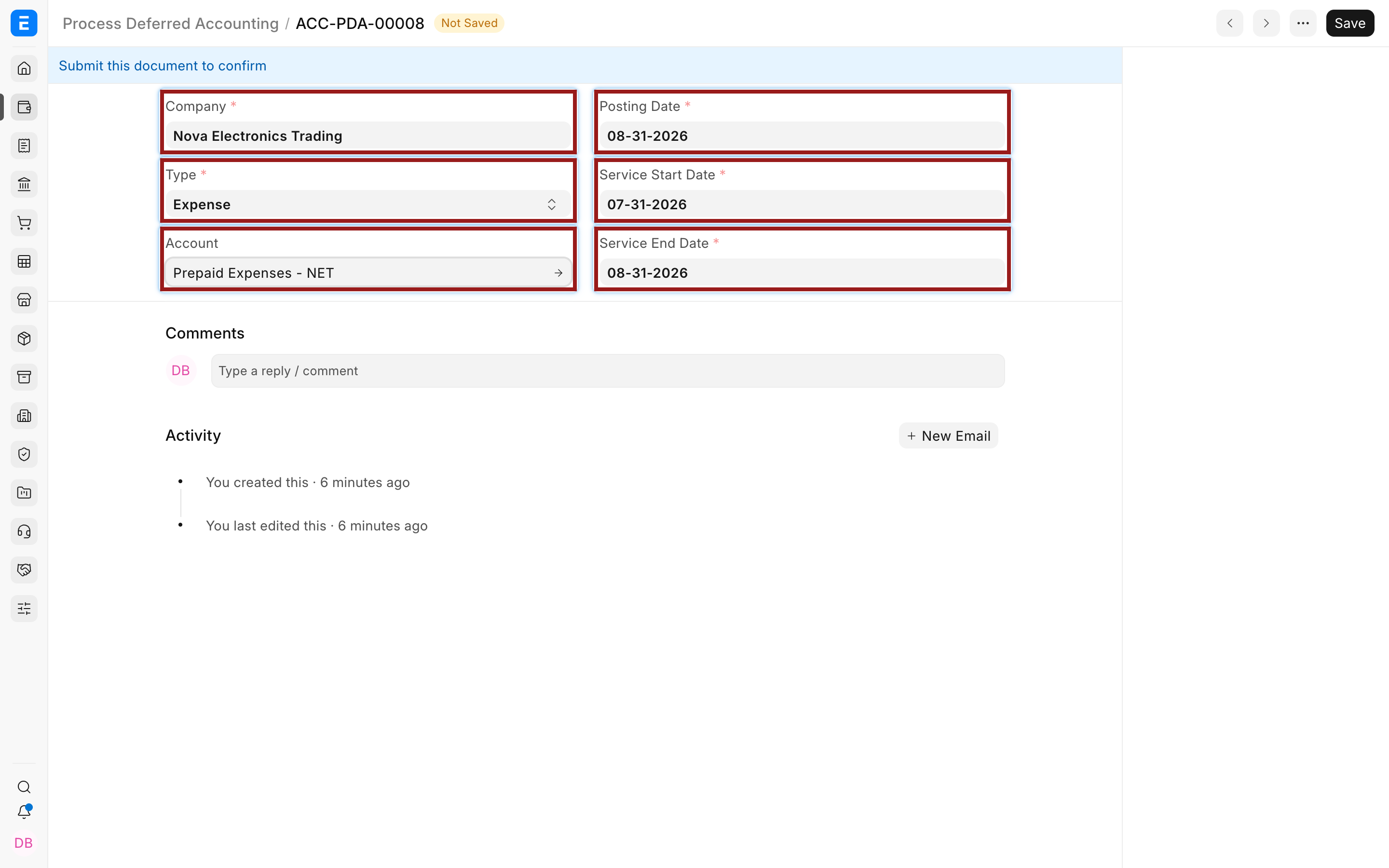 Manual deferred-expense processing run