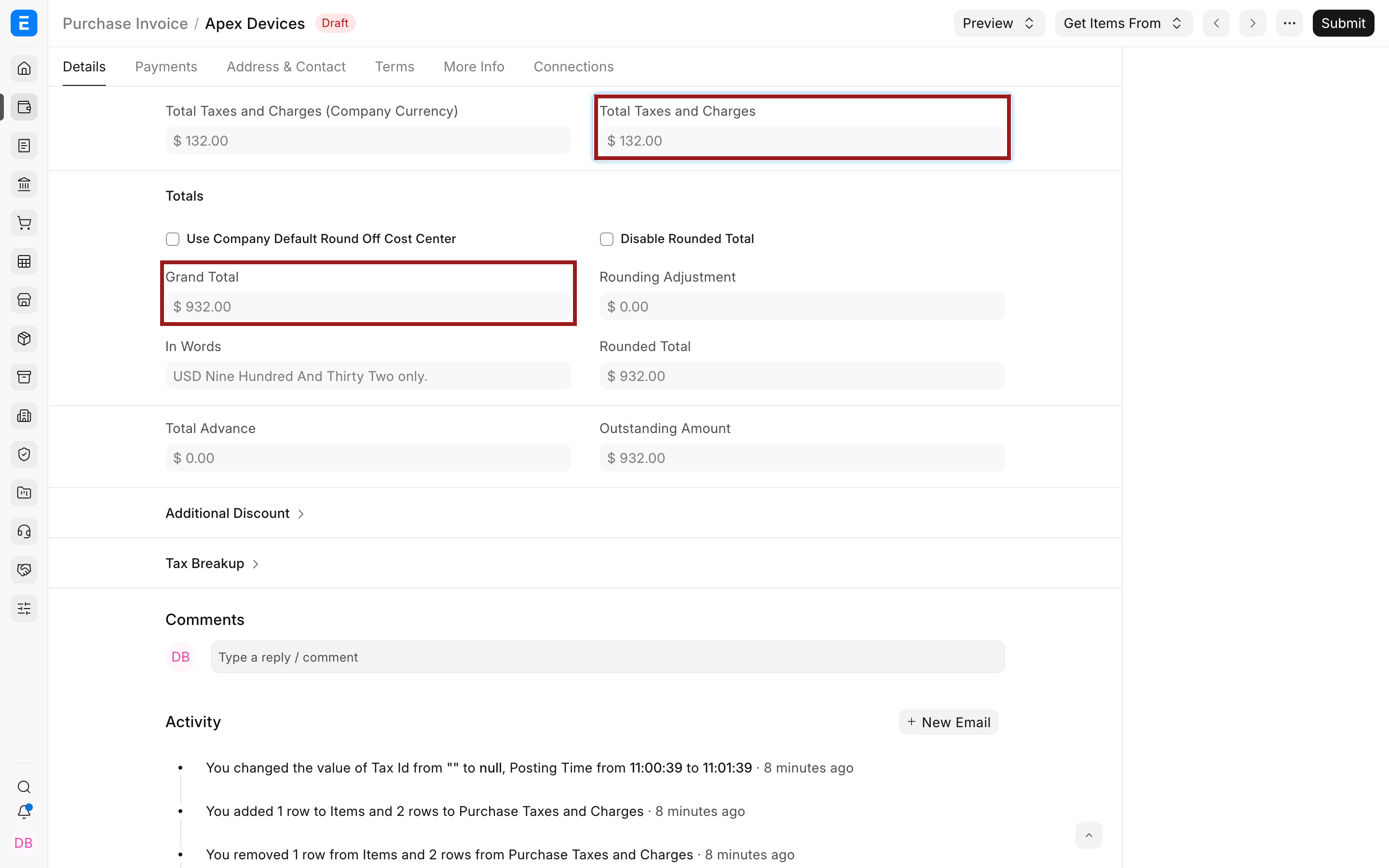 Freight included in both purchase invoice total and valuation