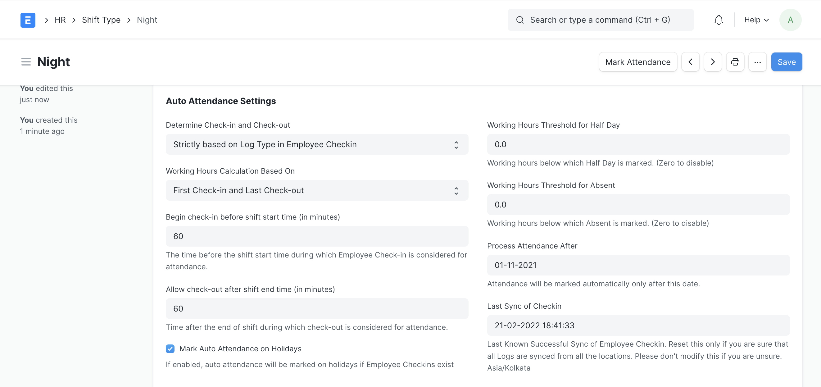 auto attendance settings