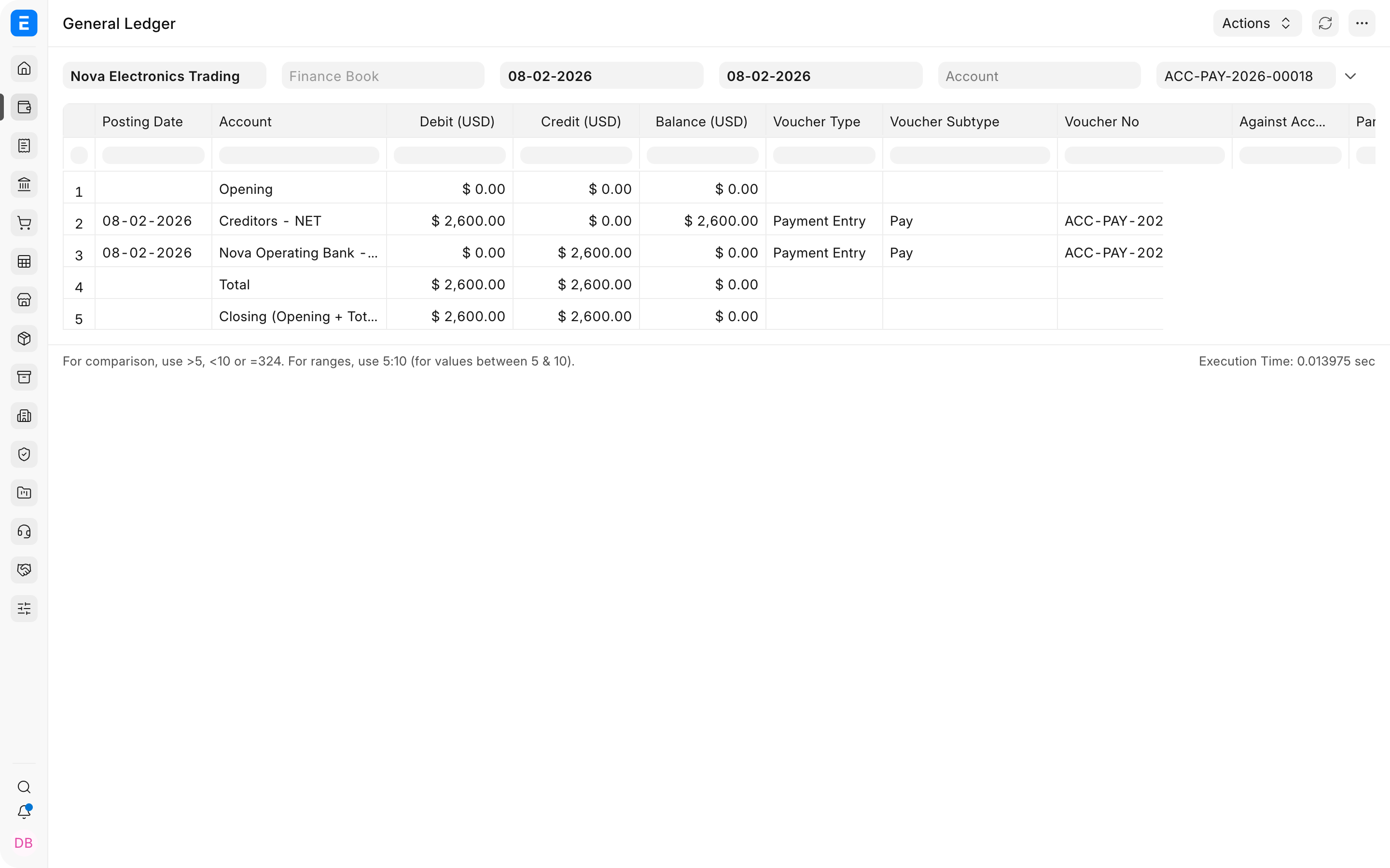 General Ledger entries created by the supplier Payment Entry